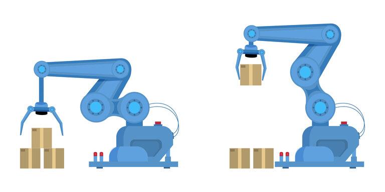 Industrieller Roboterarm flache Vektor-Illustration