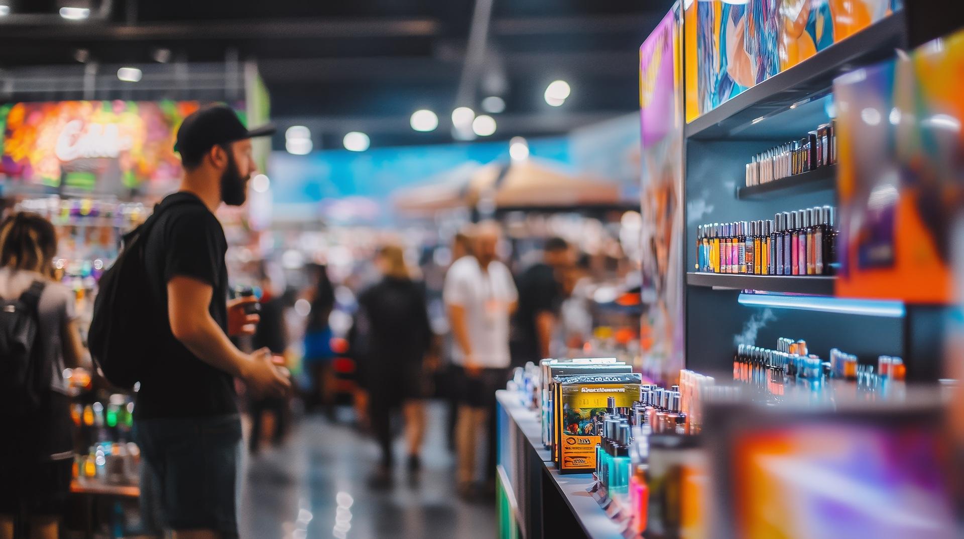 Besucher schaut auf Produktregal im Beautybereich | Messestand 