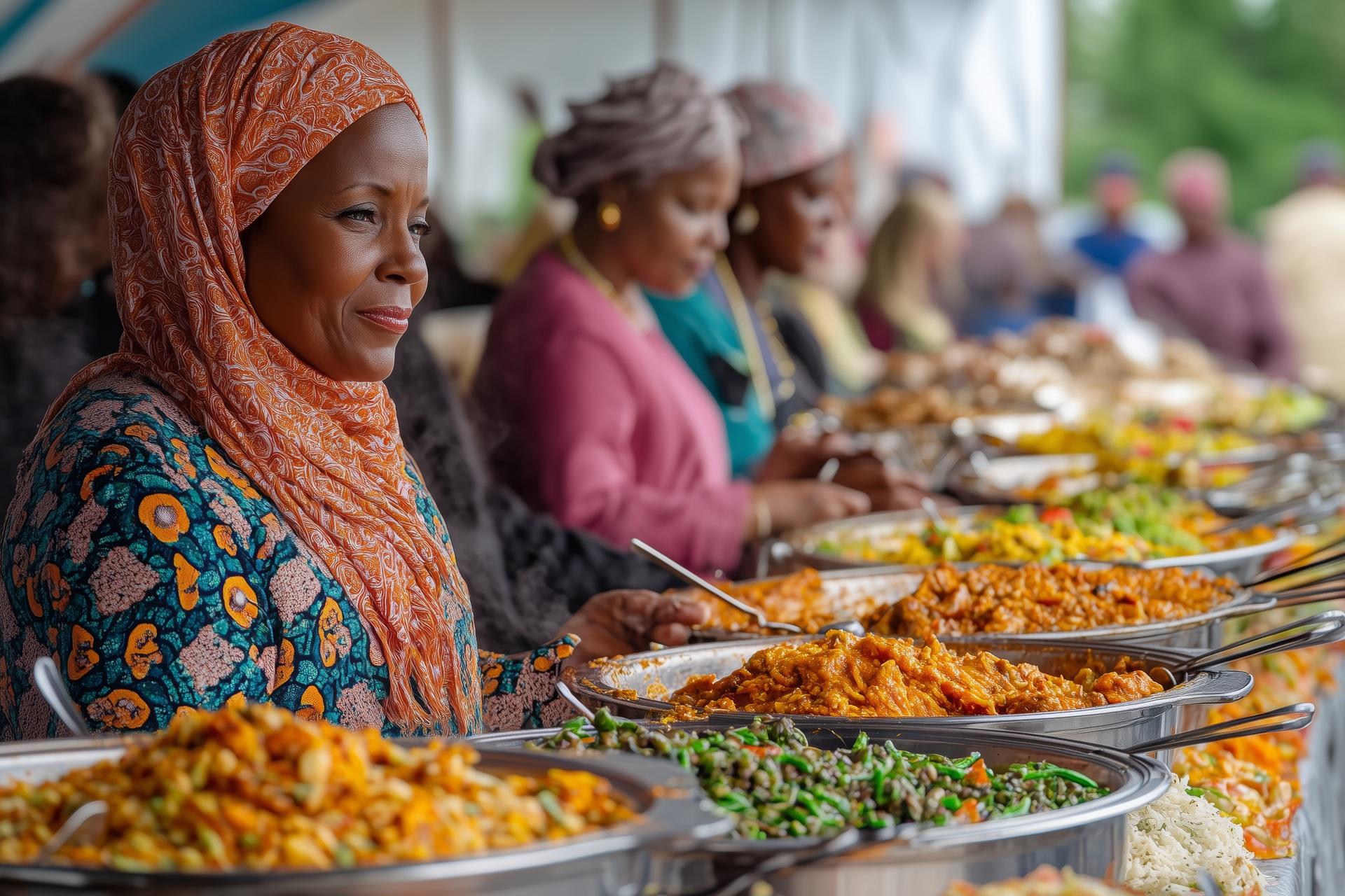 Afrikanisches Buffet mit Einflüssen amerikanischer Lebensmittel | amerikanische Lebensmittel

