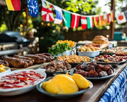 Internationales Grillbuffet mit amerikanischen Lebensmitteln | amerikanische Lebensmittel