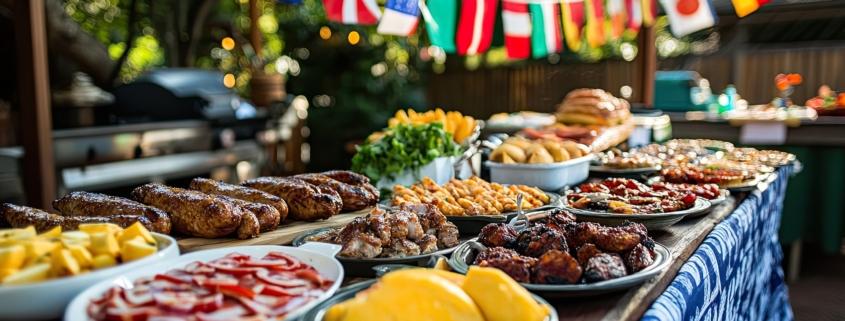 Internationales Grillbuffet mit amerikanischen Lebensmitteln | amerikanische Lebensmittel