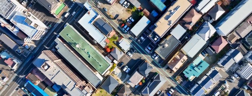Stadtstruktur von oben mit klarer Ordnung