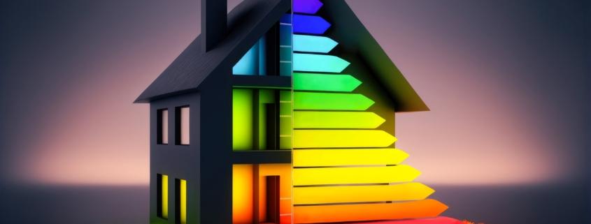 Modellhaus mit Energieeffizienz-Farbstufen | Glas Glas Photovoltaik Module